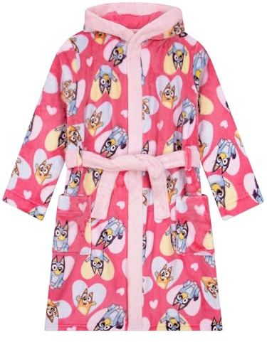 BlueY Bademantel Kinder, Bingo Morgenmantel Mädchen Mit Kapuze, Fleece Bademantel Mädchen