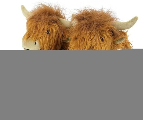 Zapatillas De Highland, Pantuflas De Animales Y Cálidas, Zapatillas De Ganado Escocés De Felpa De Invierno para Mujeres Y Hombres