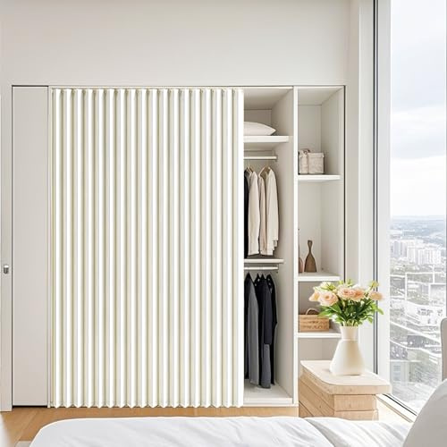 DSSHENGDS Maßgeschneiderte Selbstklebende Garderobenvorhänge für Küche, Kleiderschrank, Abstellraum-White- W110cmxH80cm
