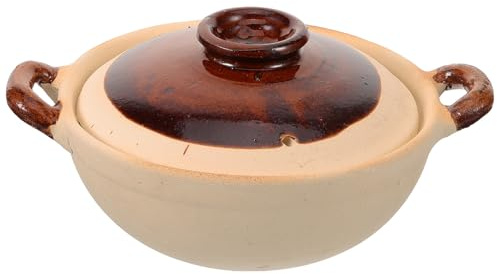 NIYANGLE Marmite en Terre Cuite 500 Ml Couvercle Double Poignée, Cocotte Traditionnelle Résistante Chaleur pour Mijoter, Cuisson Uniforme et Ragoûts Savoureux, Cuisine Maison