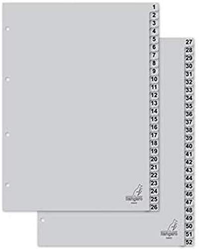 Register Kangaro A4 cijfers PP 120 micron 4r. 52tlg grau