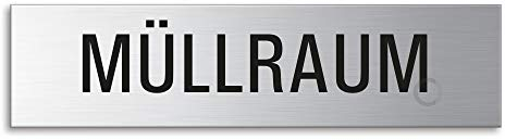 Schild Müllraum 160x40 mm Türschild aus Edelstahl fein-matt gebürstet selbstklebend 8269
