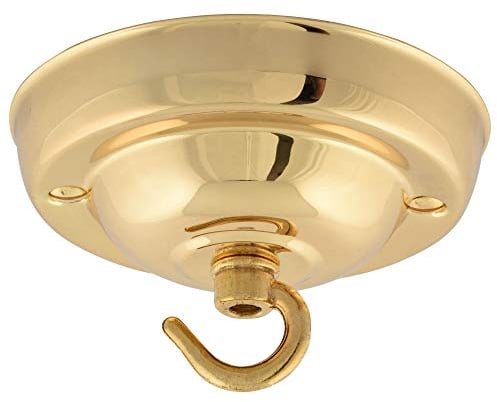 ElekTek Deckenrosette mit Haken Durchmesser 108 mm Metallausführungen Pulverlackierung für Deckenhängeleuchten und Kronleuchter Messing