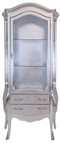 Casa Padrino Barock Vitrine Silber/Silber - Glas Vitrine Möbel Schrank
