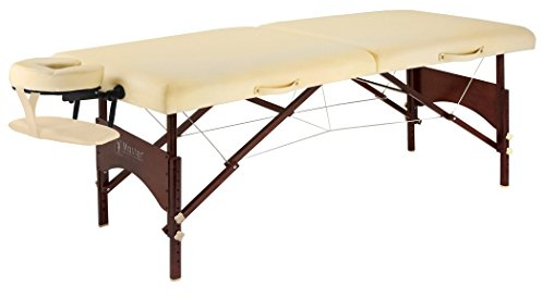 Master Massage 71 cm Argo Portable Massage Table in Black with Walnut Legs - Ideal for Spa Treatments, Tabletop Exercises, Beauty, Tattoo, and Lash Services(Cream)