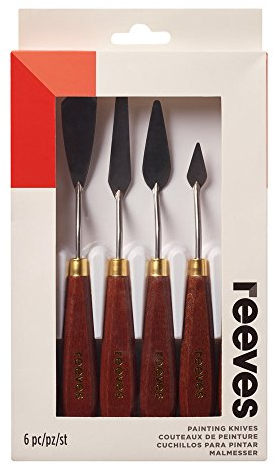 Reeves 8490921 Metall Malmesser Set, 6 Palettenmesser für Öl oder Acrylfarben