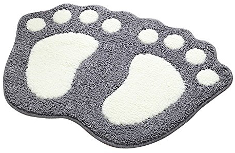 SHANNA Rutschfeste Badematte Badezimmer Dusche Teppiche Bereich Teppiche Teppich Niedlich Große Füße saugfähige Fußmatte Bodenmatte Wohnzimmer Sofa Kissen Fußpolster Teppich (Grau, 48 x 67 cm)