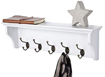 Wall-mounted Coat Rack Wooden with Storage Shelf 5 Double Hooks for the Hall, Bathroom, Kitchen and Cloakroom, Richmond Range by Elegant Brands