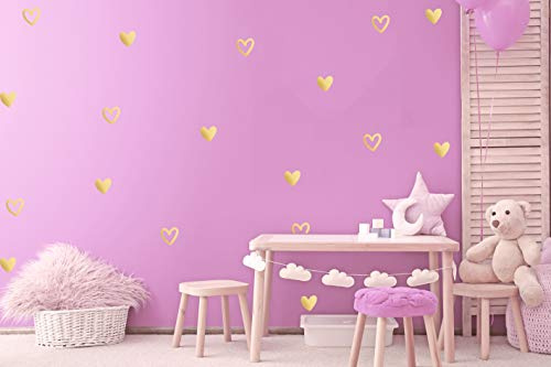 Wandtattoo Herz zum Kleben an der Wand Herzen Babyzimmer Kinderzimmer Wandaufkleber Heart (40er Set Herzen, Gold)