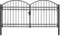 vidaXL Zauntor mit Gewölbter Spitze Doppelflügeltor Metalltor Gartentor Gartenzaun Tor Pforte Doppeltor Hoftor Einfahrtstor Stahl 300x125cm Schwarz