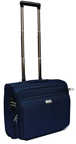 R.Leone Valigia bagaglio a mano 2 Ruote rinforzate Pilota Poliestere Stoffa adatto easyjet 45X36X20 (Blu)