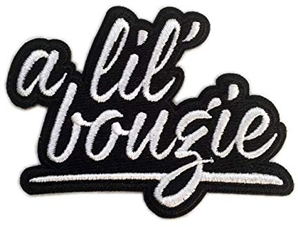 Aufnäher zum Aufbügeln, Bügelbilder Patches, Motiv: A Lil' Bougie, 7,6 cm, Schwarz / Weiß