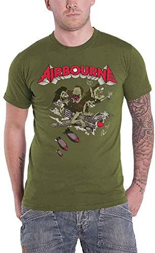 Airbourne Nitro Männer T-Shirt Oliv XL 100% Baumwolle Band-Merch, Bands, Nachhaltigkeit