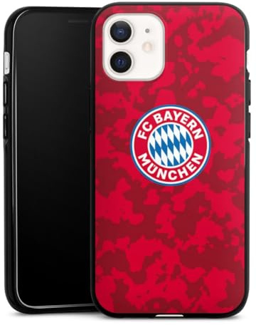 Silikon Hülle kompatibel mit Apple iPhone 12 Case schwarz Handyhülle FC Bayern München Camouflage FCB