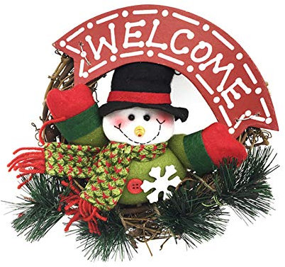 Ghirlanda di Natale,Corona di Natale Natalizia per Porta Esterno Pupazzi di Neve Ghirlanda di Rattan ecorazione natalizia per feste di Natale Decorativa, da Appendere alla Porta o alla Parete