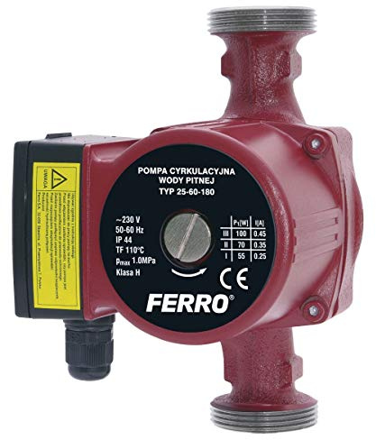 Ferro Umwälzpumpe Trinkwasserpumpe 25-60/180 mit Dichtungen, Kreiselpumpe, W0202