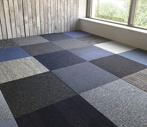 Teppichfliesen Shades of. by Interface | Selbstliegend Teppich | Teppichboden | 50x50 cm | Pro Karton 16 Stück = 4m2 (Blue)