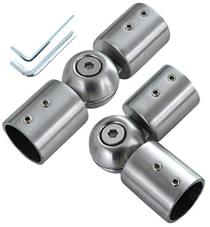 Eckverbinder für Gardinenstangen, Verstellbarer Gardinenstange verbinder für Erkerfensterjalousien mit 1 Zoll 2,5cm Schwarz Edelstahl