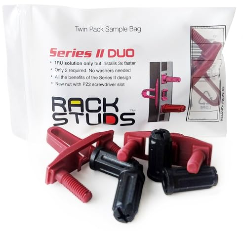 DUO2 1RU Series II Rack Mount Solution - mühelose Alternative zu herkömmlichen Rackschrauben und Käfigmuttern & Server-Rack-Schrauben Ideal für Server-Hardware-Setup - 2er-Pack, Universalversion