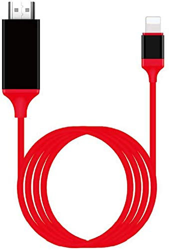 Apple MFi Certified Lightning to HDMI Adapter for Phone to TV,Compatible with iPhone,iPad, Sync Screen Connector Directly Connect on HDTV/Monitor/Projector NO Need Power Supply (6.6 Feet)(red)