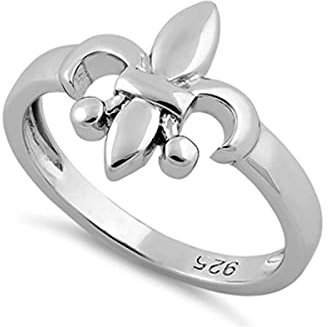 925 Sterling Silber platinierter Fleur De Lis Zierlicher Art Deco Ring Frauen Schmuck (17)