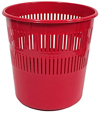 CABLEPELADO Papelera rejilla plastico, Cubo de reciclar, Cesta de basura, Papelera de plástico, Papelera escritorio, Papelera oficina, 28 cm alto x 27.5 cm diámetro, Capacidad 12 Litros, Rojo