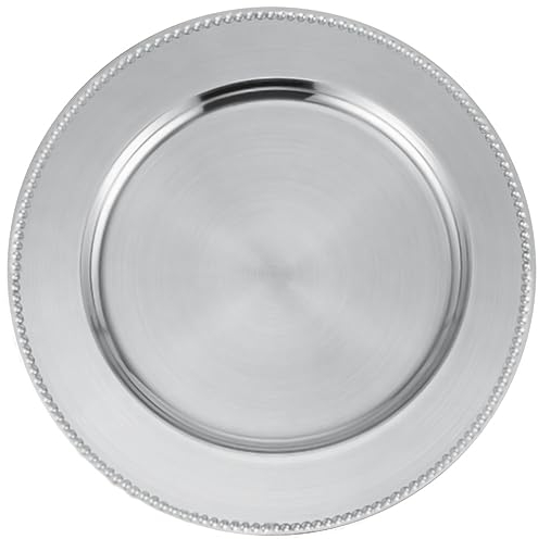 Event Kauf Platzteller Silber mit Perlrand 1 Stück Ø 33 cm B Ware - Unterteller Dekoteller für Hochzeit, Weihnachten - wiederverwendbar