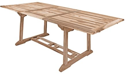 SAM Gartentisch Kuba, Teakholz massiv, Ausziehtisch 180-240 x 100 cm, mit Einlegeplatte, Holztisch für Garten, Wintergarten oder Terrasse, pflegeleichtes Unikat aus Massivholz