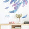 COVPAW® Wandtattoo Wandaufkleber XXL Feder Blau Lila Wandsticker Wandbild Bilder Wohnzimmer Schlafzimmer Deco