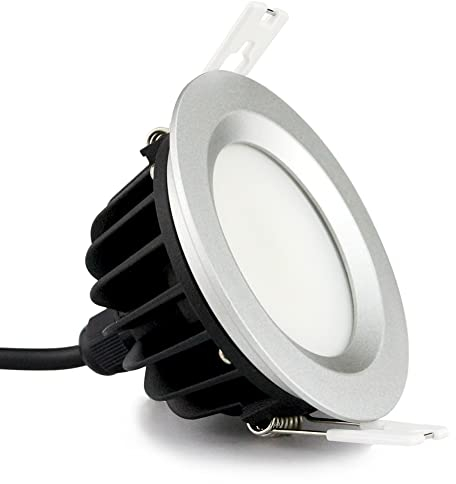 Szzilian LED Einbaustrahler, 9W 810lm Einbauleuchten, IP65, AC220V-240V, 6000K Kaltweiß, für Badezimmer, Schlafzimmer, Küche, innen und außen, Silber-Grau, 1 Stück