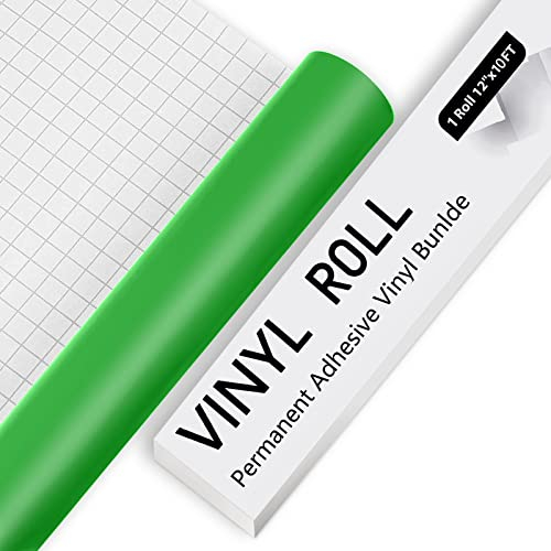 IModeur Matte Green Vinyl Permanent, 30.5 x 305 cm(12'' x 10 Ft) Green Permanent Vinyl for Cutting Machines and Silhouette Cameo, Adhesive Vinyl for Cup, Window, Home Decor, other DIY Projects