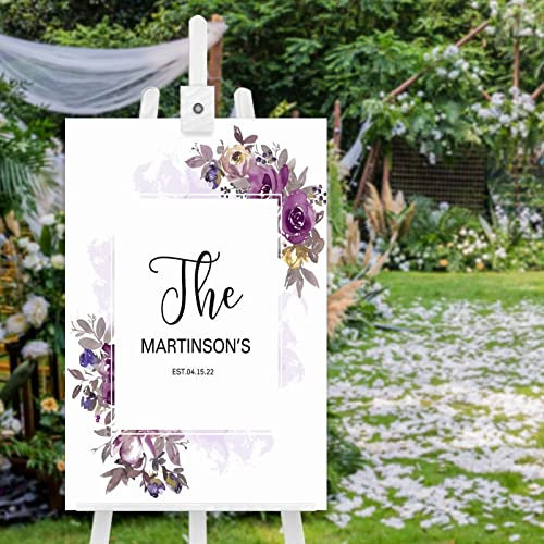 Panneau de bienvenue de mariage en bois avec nom de famille - 76,2 x 50,8 cm