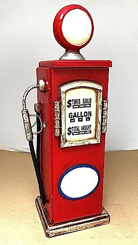 HSS Armadietto a pompa per benzina, in legno massello, stile vintage shabby chic