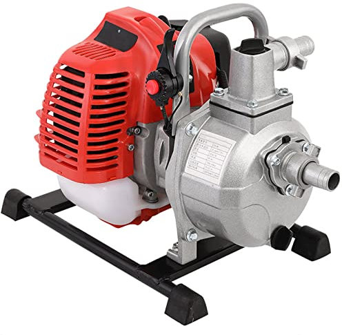Motopompa a Scoppio Autoadescante con Motore a Benzina 2 Tempi (15m Altezza Massima dell'Acqua) per Giardinaggio Ed Irrigazione Piscina,Red,1inch