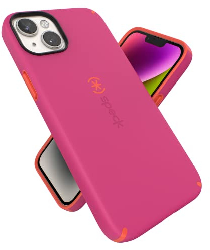Speck Produkte CandyShell Pro Hülle passend für iPhone 14 Pro Max, 6,1 Zoll Modell, kompatibel mit MagSafe, Digital Pink/Energy Red