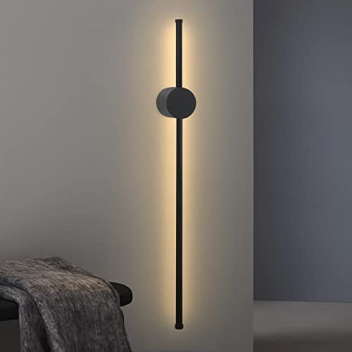 ZMH LED Wandleuchte Innen Wandlampe - 60CM Schwarz Modern Flurlampe Design Treppenhauslampe 3000K Warmweiß Küchenlampe Indirekt Wandbeleuchtung für Wohnzimmer Schlafzimmer Flur Treppenhaus Bett Küche