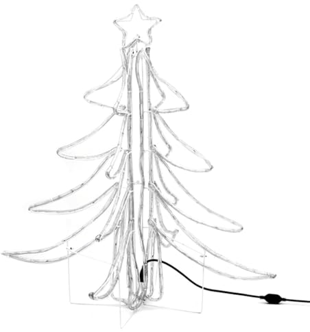 vidaXL LED Weihnachtsbaum 2 STK., Klappbar Beleuchtet Tannenbaum, Lichtschlauch Weihnachtsdeko, Weihnachtsbeleuchtung für Innen Außen, Warmweiß 87x87x93cm