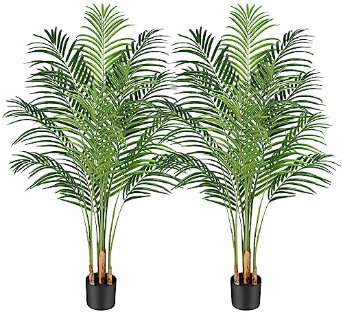 Keeplush Plante Artificielle Areca Palmier Artificiel 150cm Fausse Plante Interieur et Exterieur en Pot Plastique Arbre Artificiel Salon Balcon Chambre Verte Décoration (2 Pack)