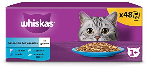 Whiskas Comida Húmeda para Gatos Adultos Selección Pescados en Gelatina (Multipack 4x12x85g)