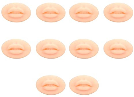 10 STÜCKE Tattoo Praxis Lippen Makeup Praxis Haut 3D Fake Skin für Semi Permanent Tattoo Training (Helle Hautfarbe)