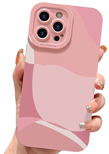 ECZOIL Compatible with iPhone 14 Pro Case 6.1 Inch,cute painted art lens protective slim soft phone case for iPhone 14 Pro for women girl-Pink