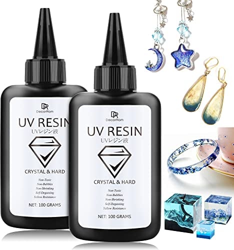UV Harz - 200g Verbesserter Kristallklarer Harter UV Kleber für die DIY Schmuckherstellung, Kunsthandwerk - Geruchsarmer Ultravioletter Harz Schnell Aushärtendes Epoxidharz für Harzformen, Gießen