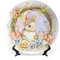 Gokays Piatti decorativi con stampa di uova colorate, piatti in ceramica con stampa di coniglietti, piatti oscillanti per la casa, con espositore per Pasqua, soggiorno, sala da pranzo, cucina,