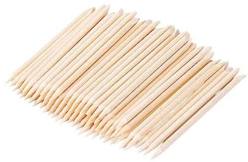 INLAQ® Bâtonnets Cuticules en Bois d'oranger - l'outil Professionnel pour la Manucure et la Pédicure - Repousser Précisément les Cuticules et Appliquer Parfaitement les Décorations - 100 pièces