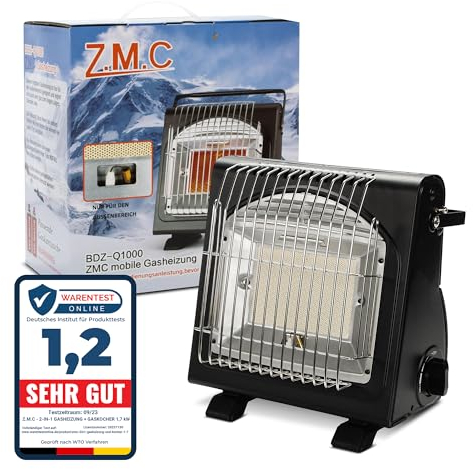 Z.M.C Chauffage à gaz portable 2 en 1 et réchaud à gaz, chauffage de camping, chauffage en céramique, multifonctionnel, 1,7 kW, chauffage à gaz pour extérieur et terrasse, jardin et balcon, chauffage
