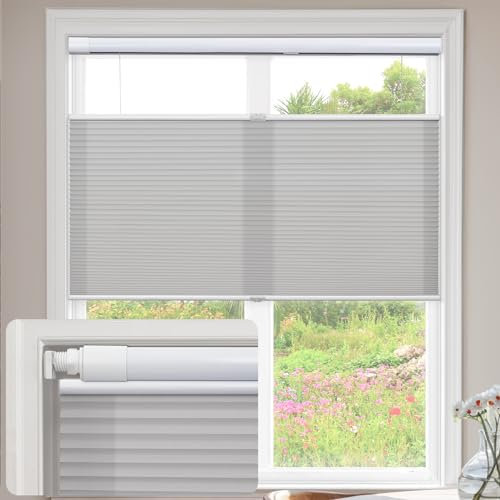 UrMoon Cellular Pleated Blinds for Window, No Tool No Drill Shades Top-down Bottom-up Blind Light Filtering Cordless Honeycomb Shade for Home Office (Light Filtering - Smoky Gray, Custom Sizes)