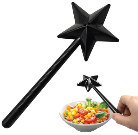 Gewürzstreuer, Zauberstab Salzstreuer, Nachfüllbare Magische Gewürzstäbe, Drei Löcher Sternförmiger Zauberstab Salz Und Pfefferstreuer, Magischer Sternstab Pfeffer- und Salzstreuer, Schwarze