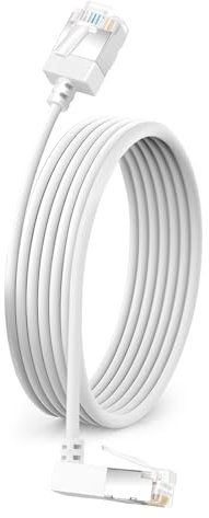 Dutevolns Cable Ethernet Flexible Cat 6 con Ángulo de 270° hacia Arriba 5m, Ultra Delgadoy Compacto RJ45 Cat 6a Cable LAN Gigabit para PC, Router, PS4/5 (Blanco)