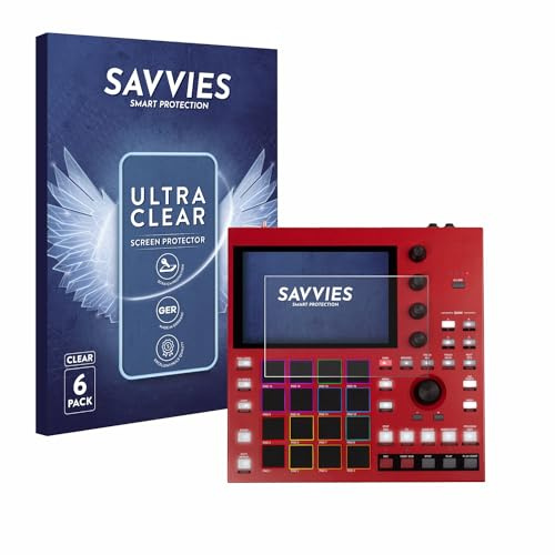 Savvies Schutzfolie für Akai MPC One+ | 6 Stück Transparenter Displayschutz Made in Germany Ultra-Klar Displayschutz-Folie