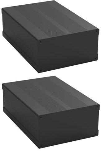 JOEEYKO 2Pcs Split Type Aluminum Electronic Project Box Enclosure Case 150 x 106 x 55mm Circuit Board PCB Instrument Box, Black